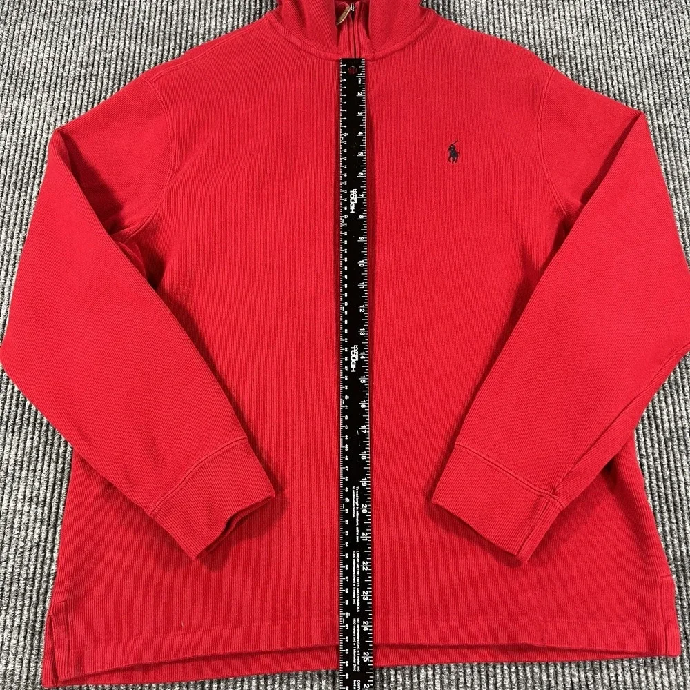 Polo Ralph Lauren Sweatshirt Mens Large Red Long Sleeve 1/4 Zip Pullover